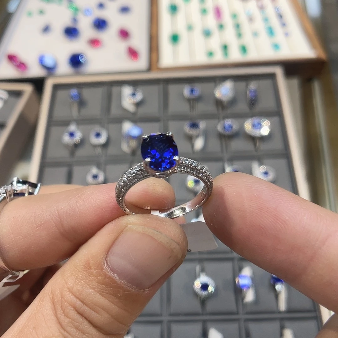 925银培育宝石实心s925银镶