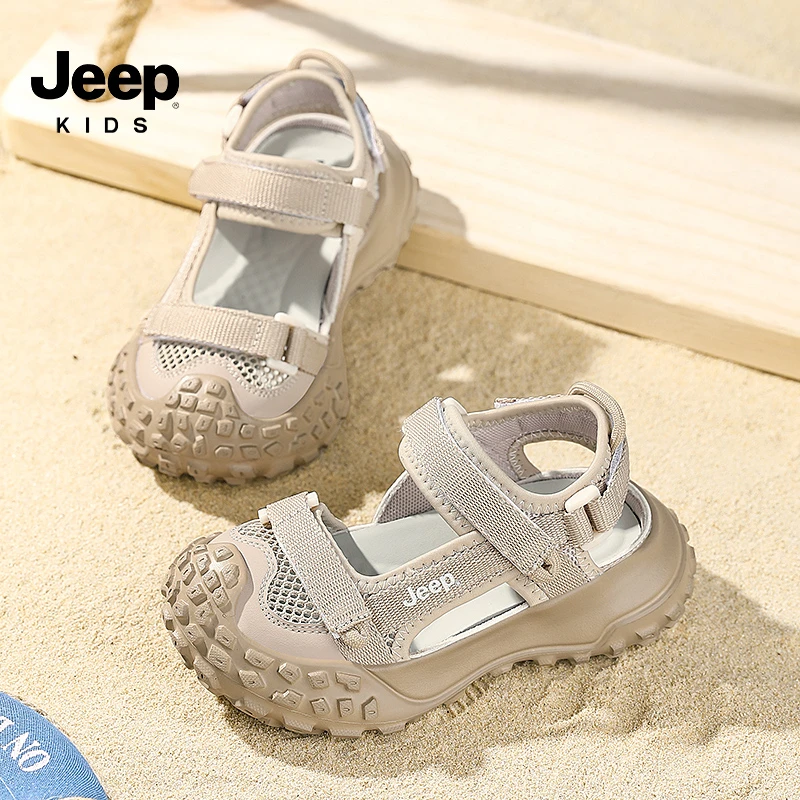jeep童鞋女童时尚包头凉鞋休闲软底涉水溯溪鞋女童轻便防滑沙滩鞋