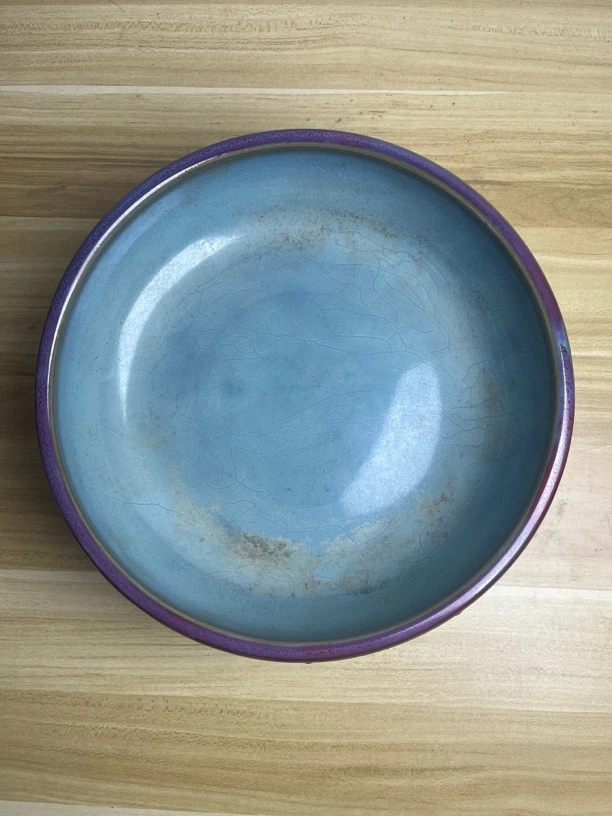 钧窑三足洗器型规整胎质干老釉面莹润纯手工陶瓷老物件