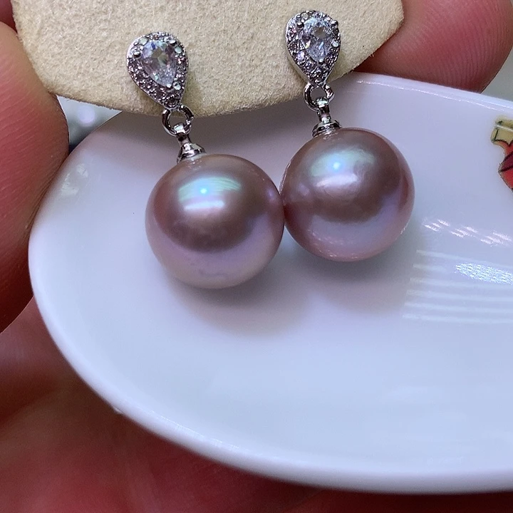 银S925镶嵌耳饰淡水珍珠