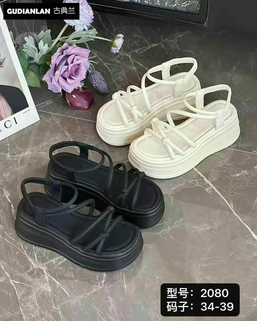凉鞋少女风韩版松糕底罗马风罗马鞋厚底