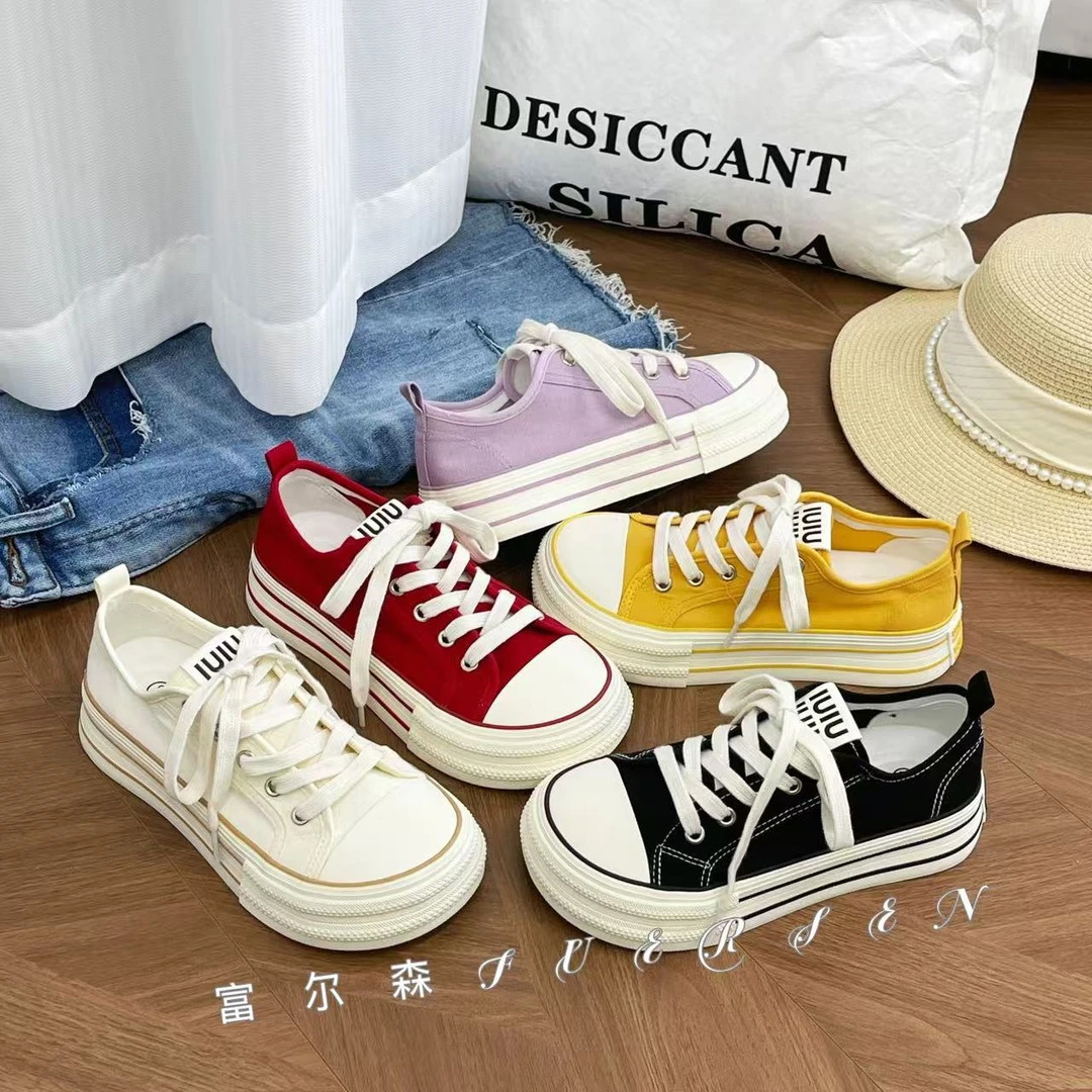 A13加肥厚底增高休闲小白鞋女学生百搭帆布鞋G1509