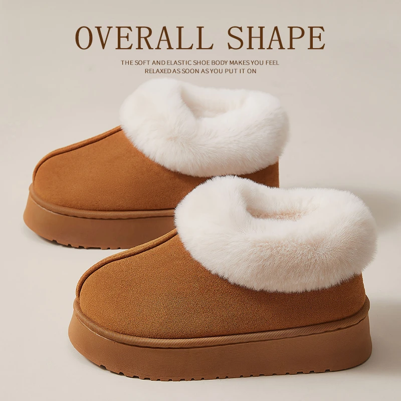 蚂蚁之恋厚底棉拖男秋冬家居室内加绒保暖防滑外穿情侣毛毛拖鞋女