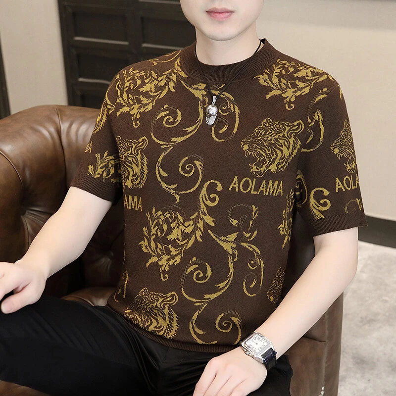 【高品质】帅气针织T恤2025春季男卫衣打底衫圆领男士休闲百搭个性A