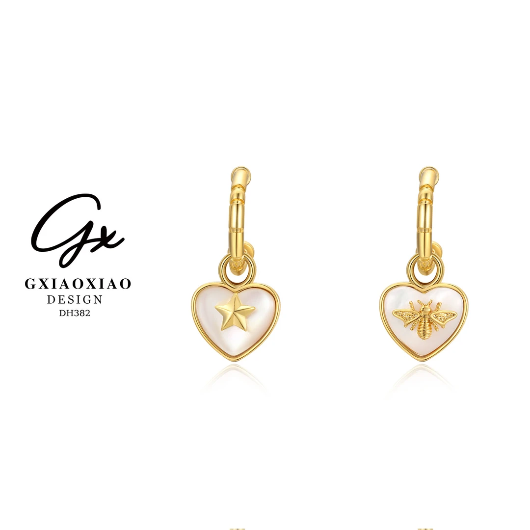 G XIAOXIAO 镀K金 时尚轻奢高级感气质爱心蜜蜂耳环 DH382