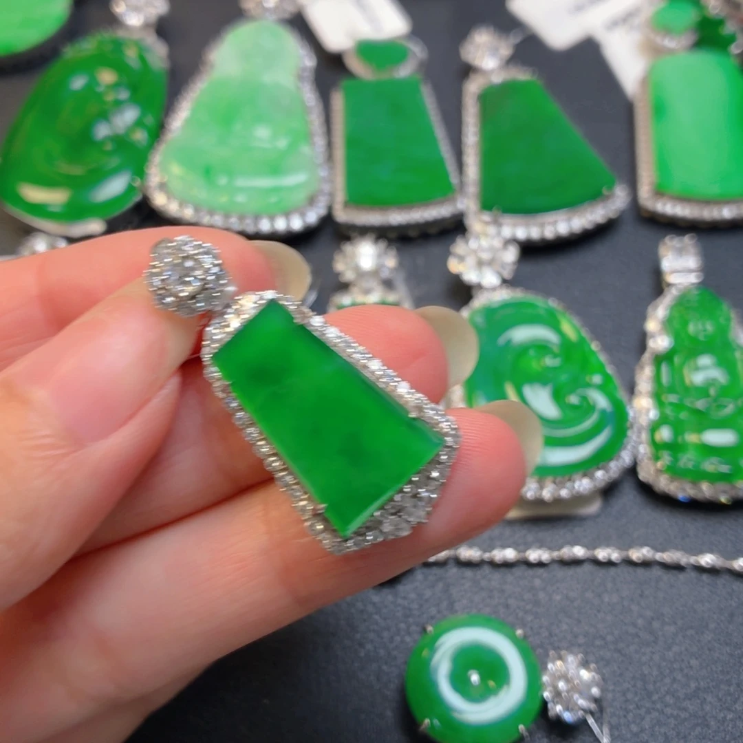 翡翠银S925镶嵌吊坠(不含链)