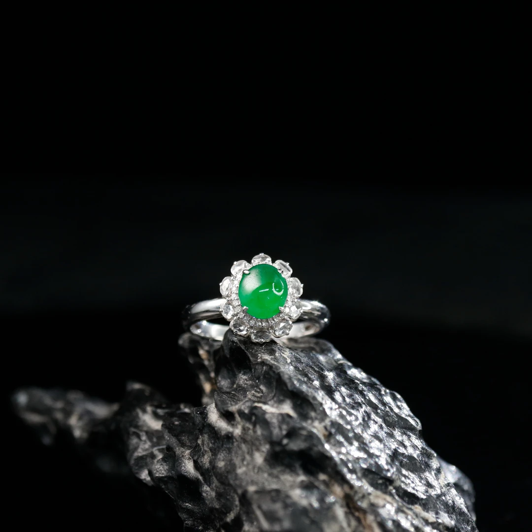 FC70天然缅甸A货18k冰阳绿戒指/000627/保利厦门拍卖