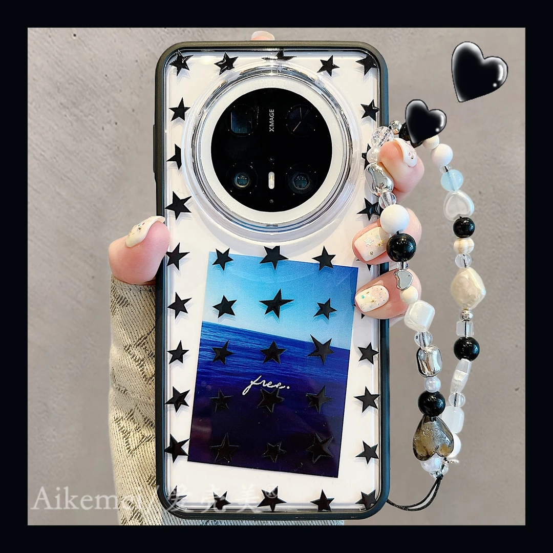 适用华为mate70pro+手机壳透明二合一mate60pro+满屏星星深海链条