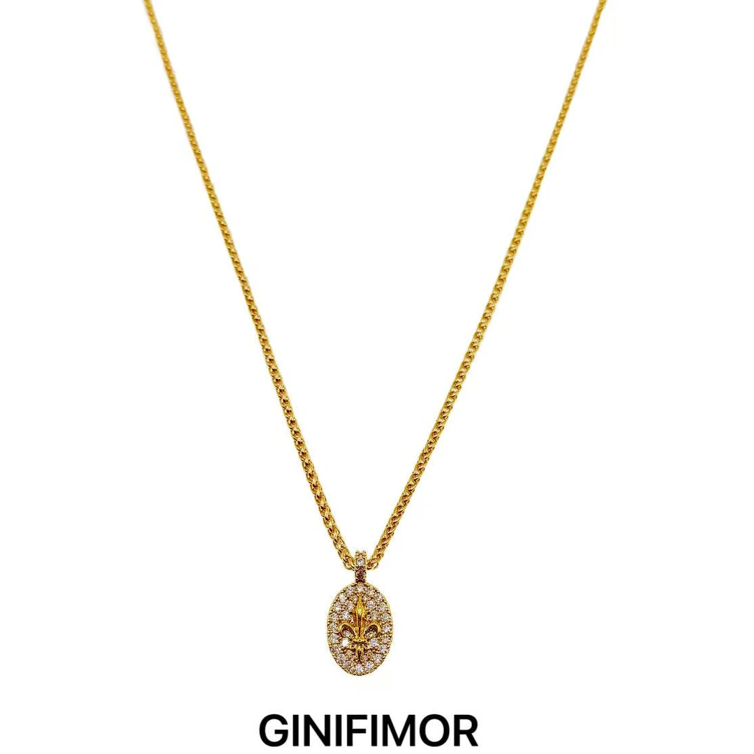GINIFIMOR 铜合金项链 a665 金色鸢尾花满钻项链女百搭锁骨链