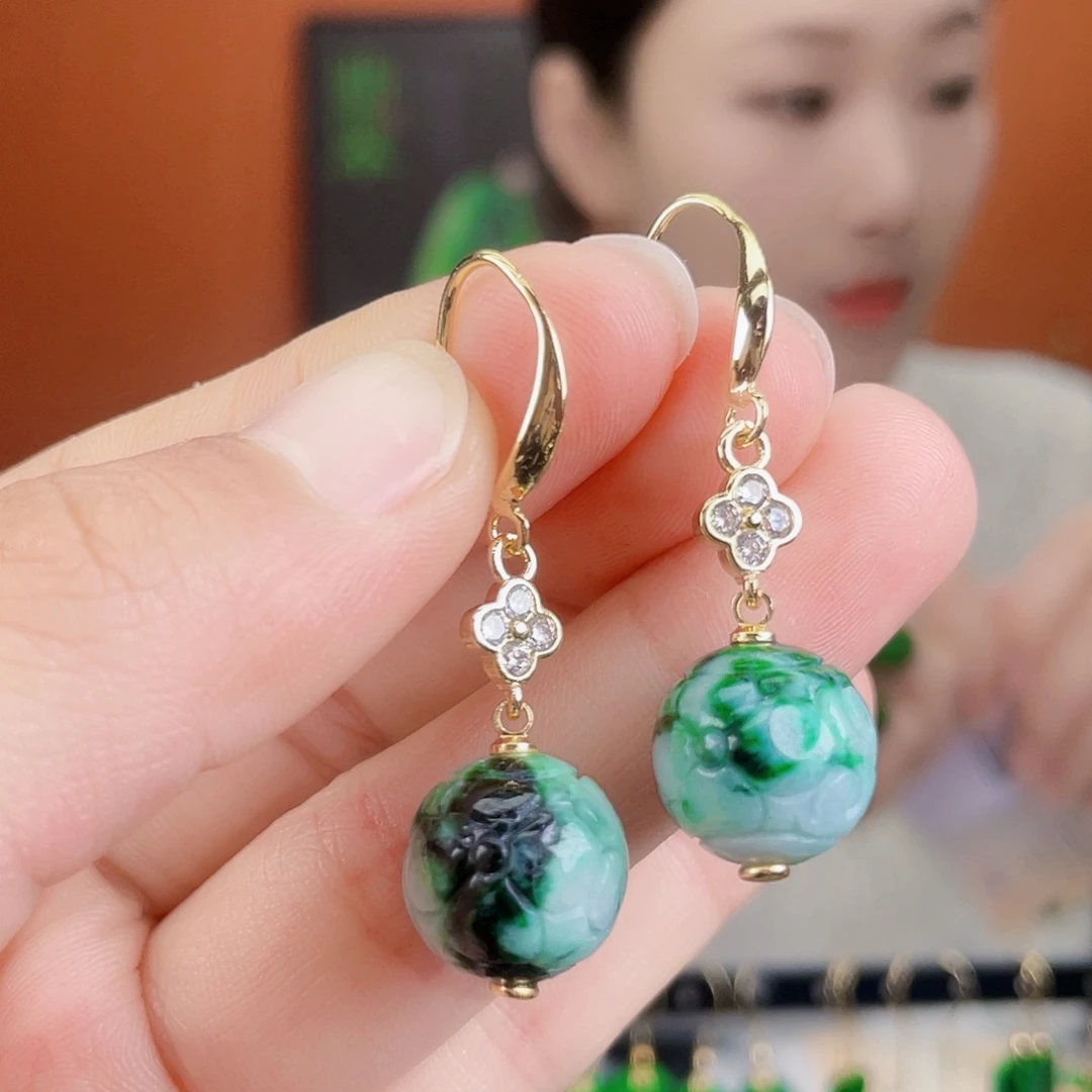 翡翠未镶嵌耳饰饰品