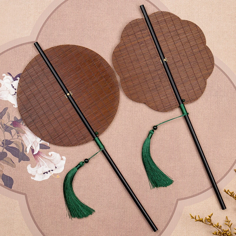 《素面腰扇》古风长柄箭竹腰扇可卷曲折便携复古扇子
