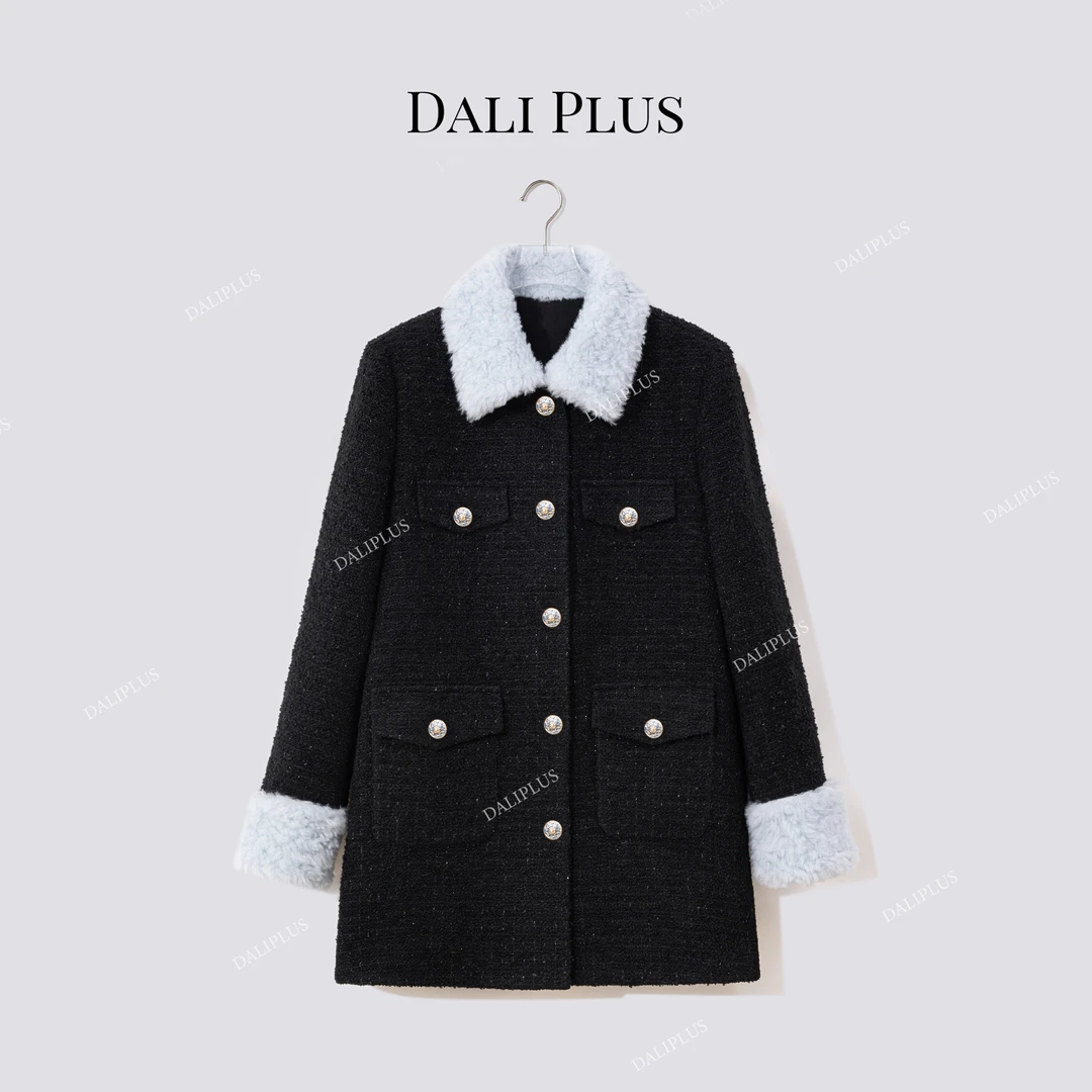 DALI PLUS“蓝领子小香95鹅绒”100羊毛领三星95白鹅绒服-D5ST1622