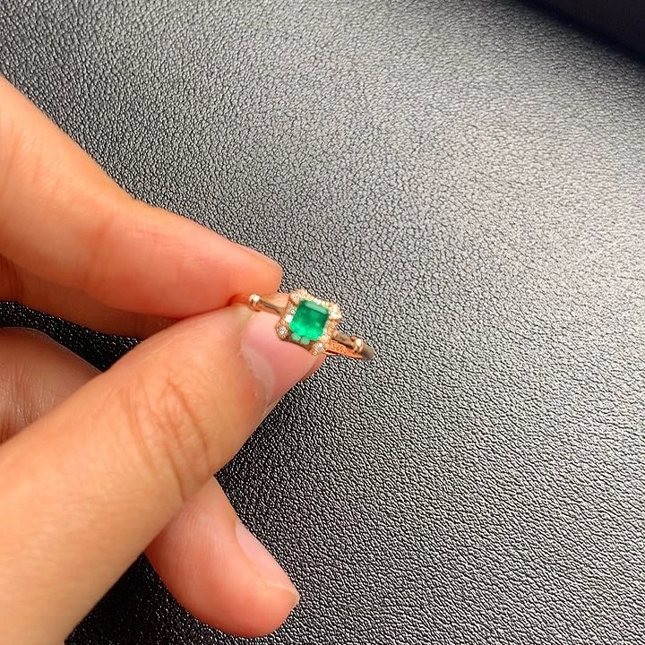 祖母绿戒指银S925镶嵌幸***鱼