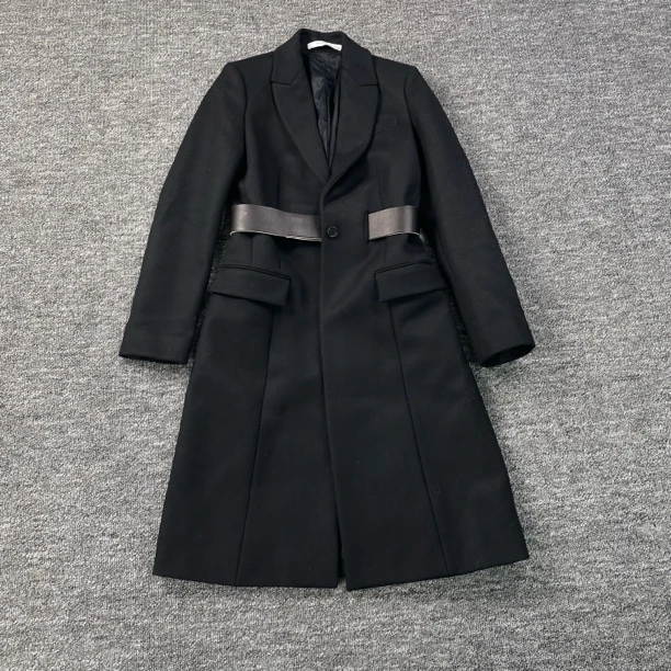 99新 Givenchy/纪梵希 6060/Givenchy 黑色长款大衣外套/38码/