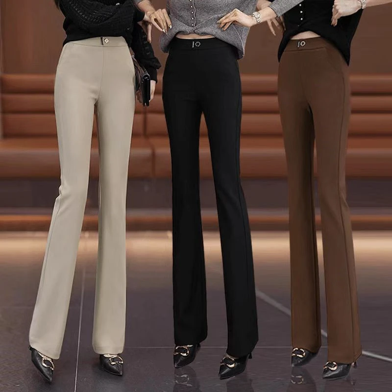 微喇裤女2025春季新款高腰显瘦弹力垂感时尚百搭休闲喇叭长裤