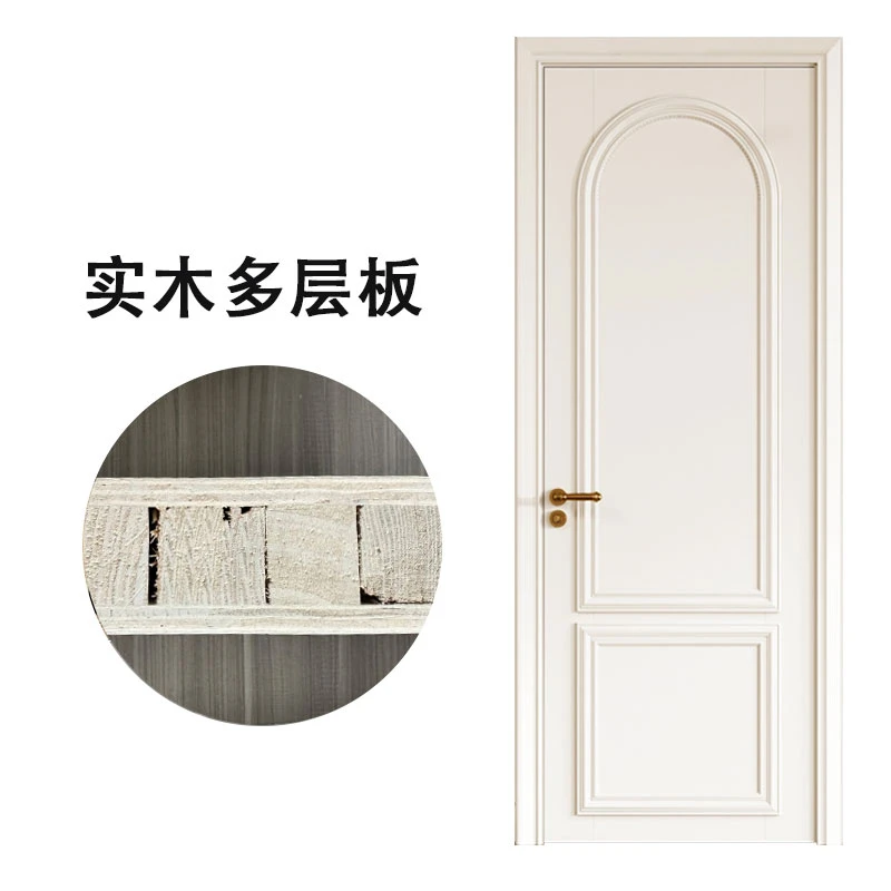 瑞艺康法式暖白多层扣线烤漆工艺木门复合实木进入门静音进户门