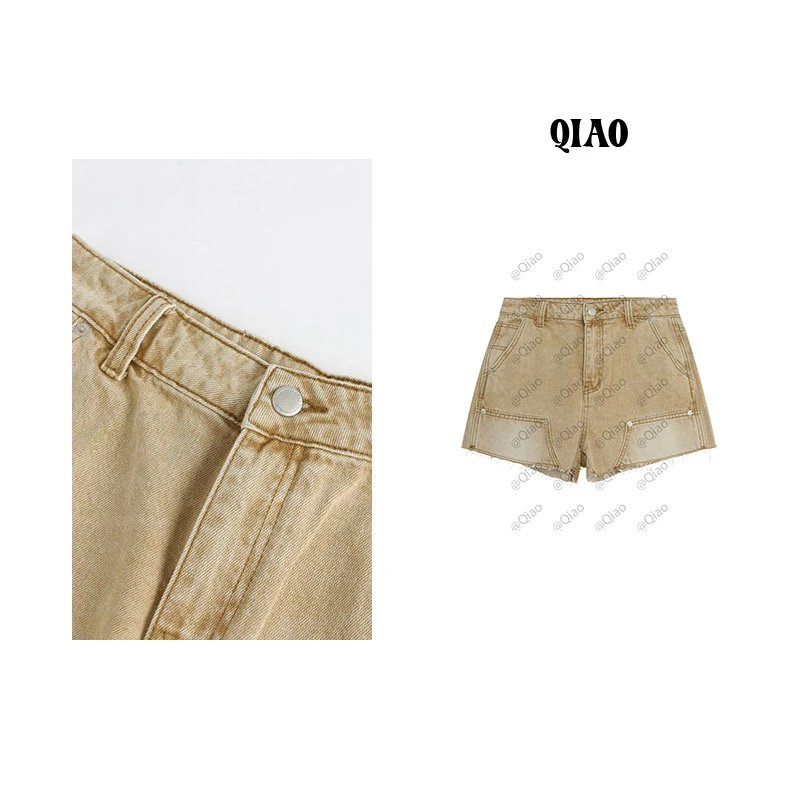 QXQT「日落牧马」【店主自制】荞荞春季新款重工伐木工装牛仔短裤女