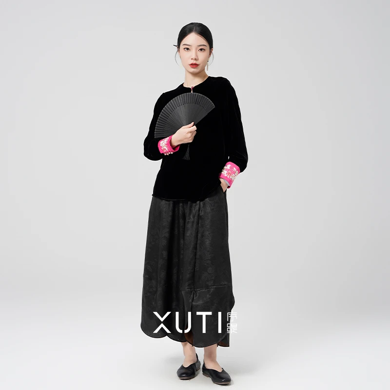 序缇『向晚幽』春夏新款复古国风新中式女装桑蚕丝上衣H48-7703