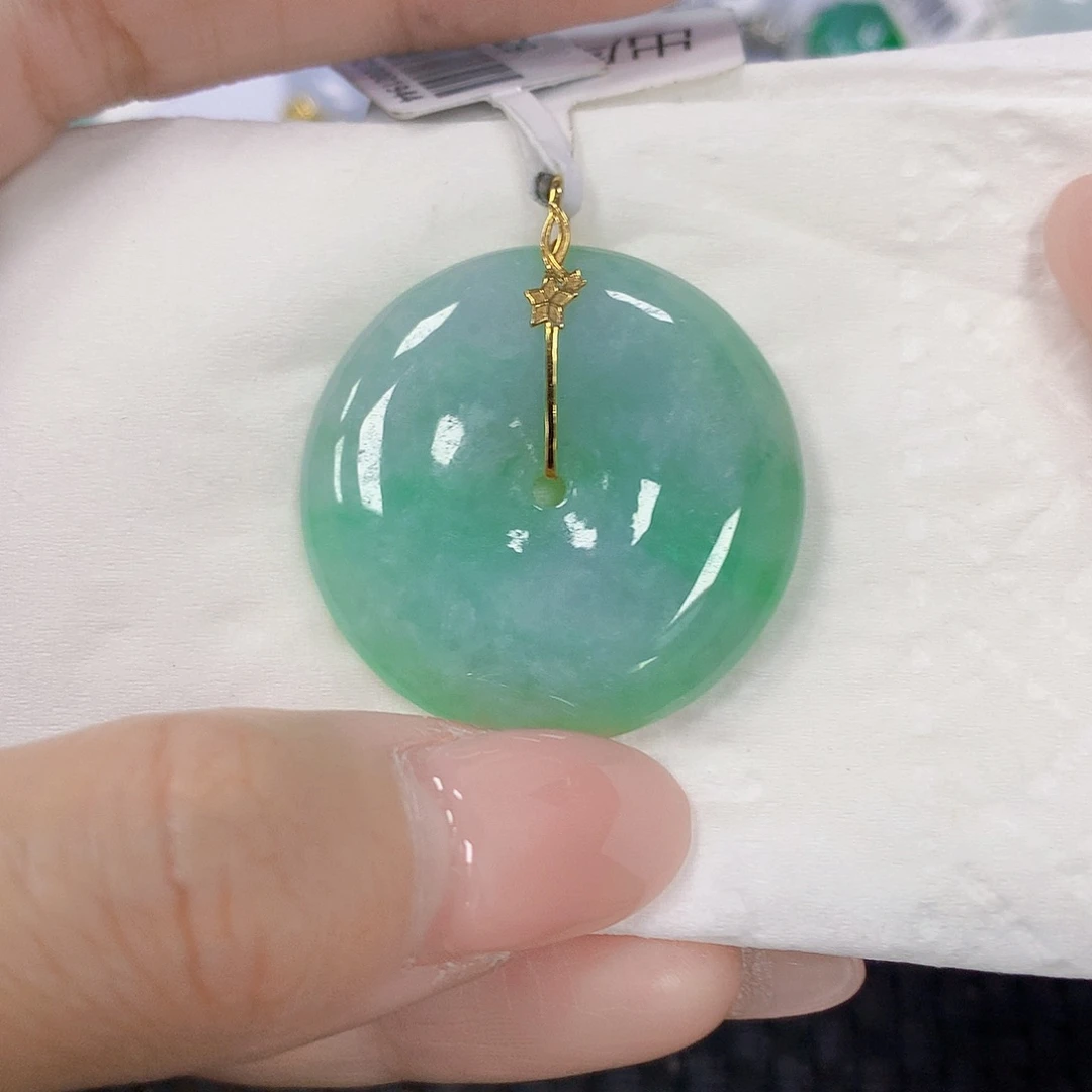 翡翠18K金镶嵌颈饰天然翡翠a货 百元以上9米证书费自理