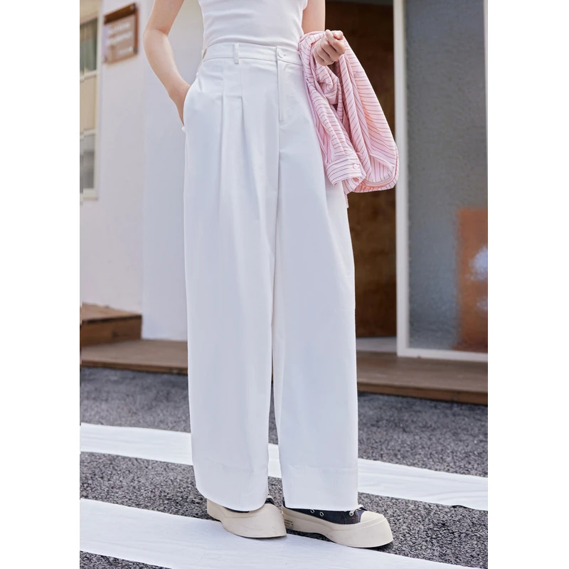 紫涵捏褶直筒阔腿裤女2025年秋季新款韩系宽松休闲裤Z5Z06CS518