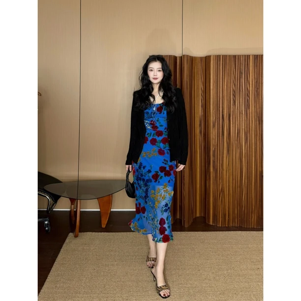 YEELEN Yy 幽蓝 法式气质显瘦时尚百搭休闲吊带裙Yy373