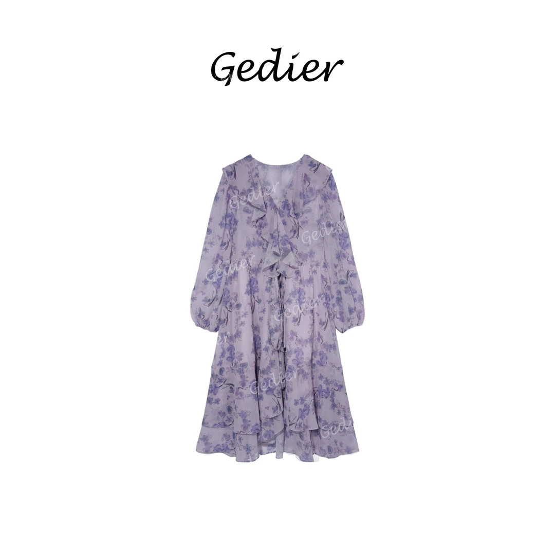 【秀场同款】“莫奈花园” 2025春款欧若风荷叶边领连衣裙 LG520120CY