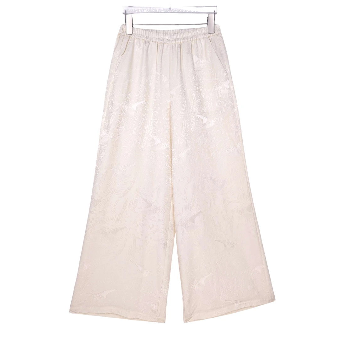 【君山】桑蚕丝丝毛新中式复古百搭宽松舒适显气质女裤8926