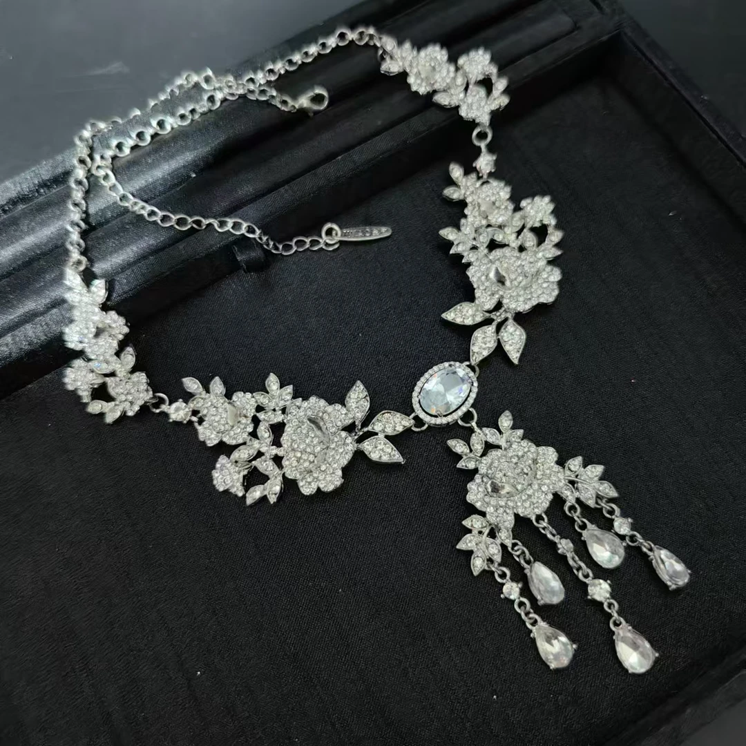 合金仿水晶婚庆饰品 00894新娘皇冠手工重工华丽百搭项链多戴款