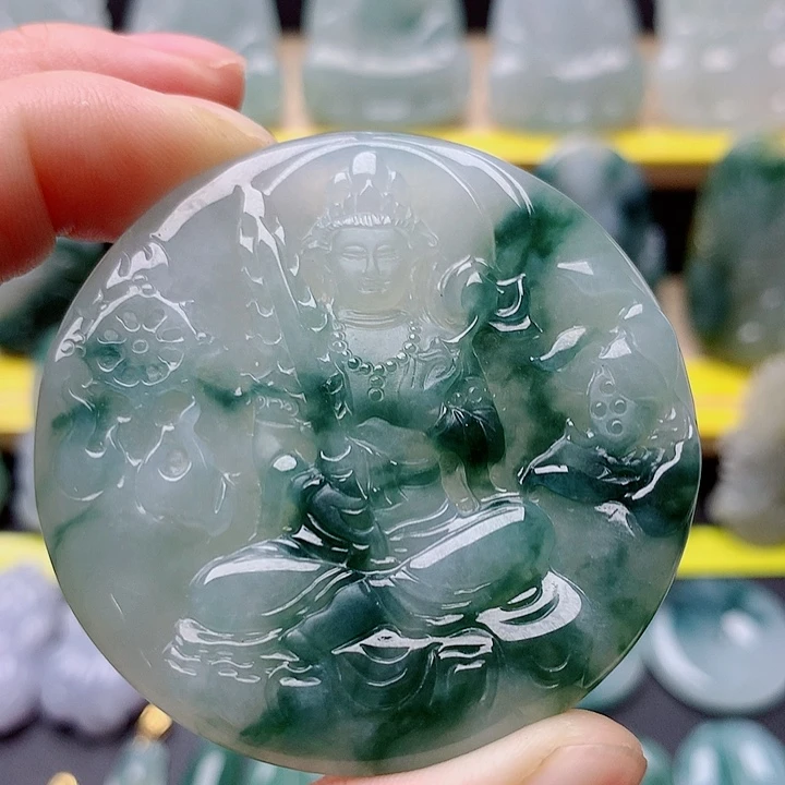 美***天翡翠未镶嵌吊坠(不含链)虚空藏菩萨