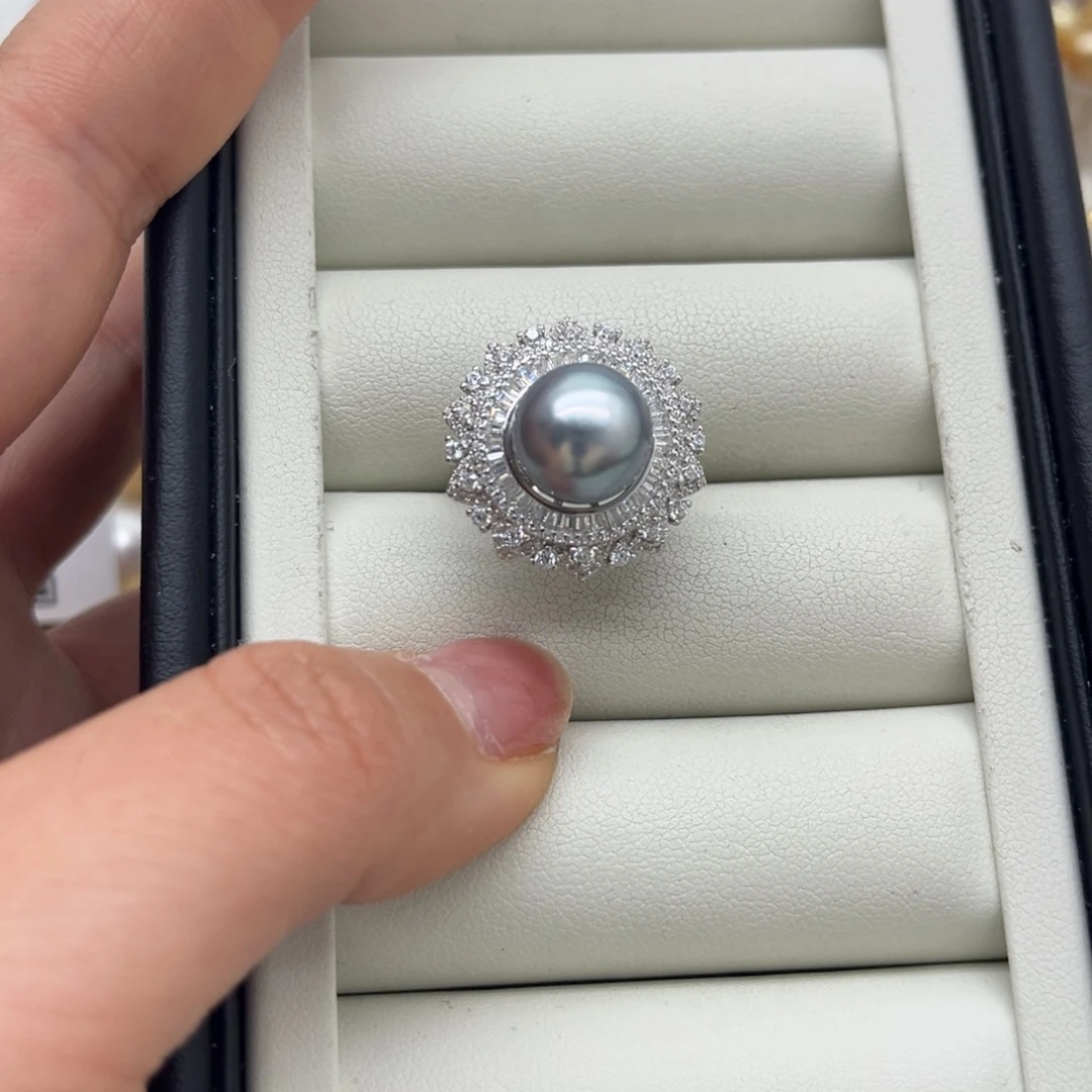 银S925镶嵌戒指海水珍珠