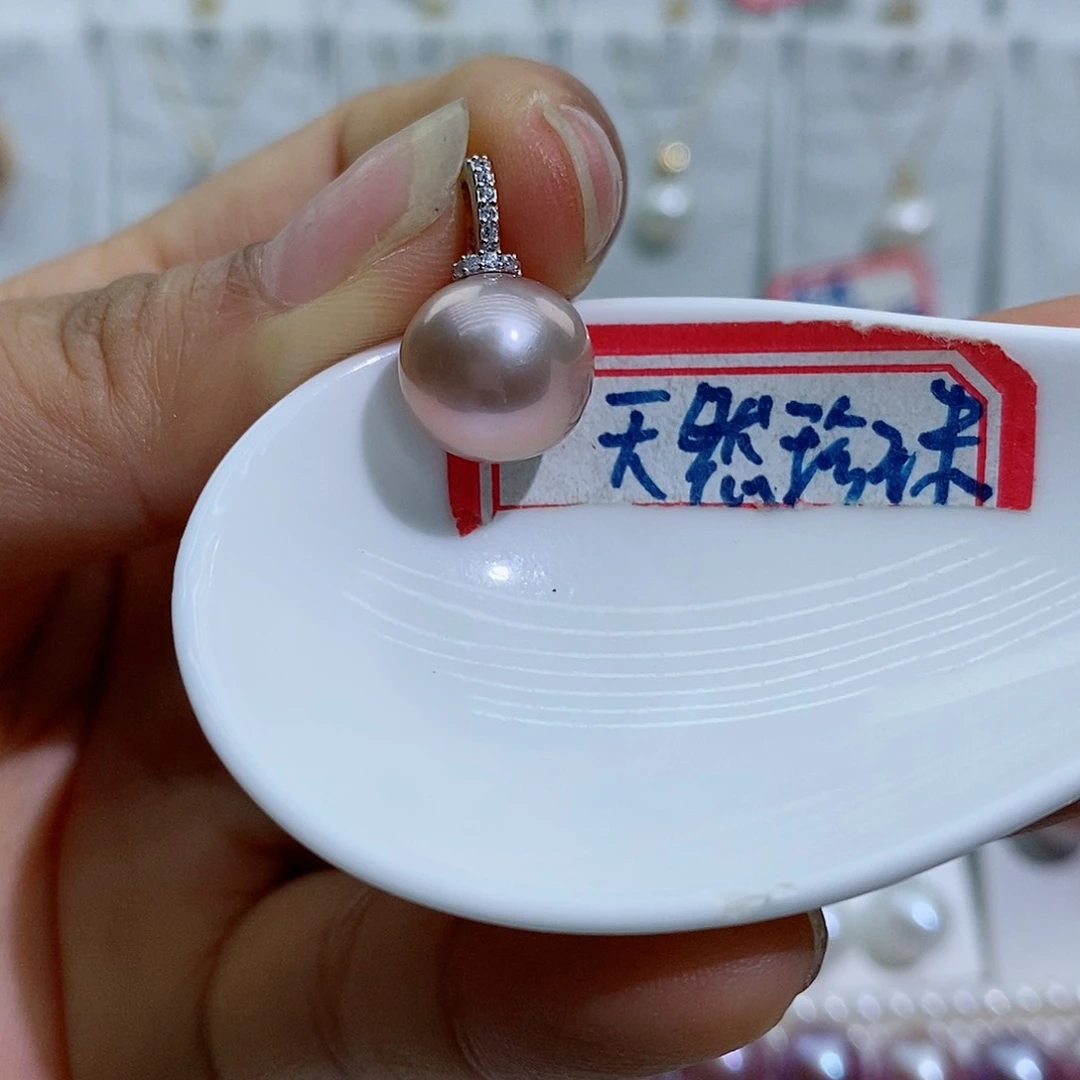 淡水珍珠银S925镶嵌吊坠(赠链)