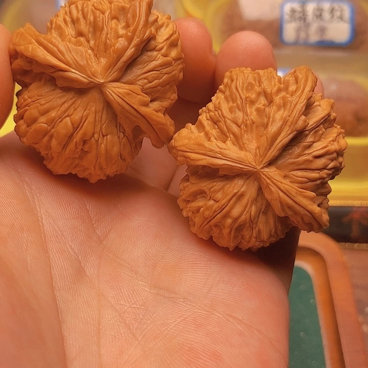 文玩核桃把件47*43白狮子三棱人丁兴旺