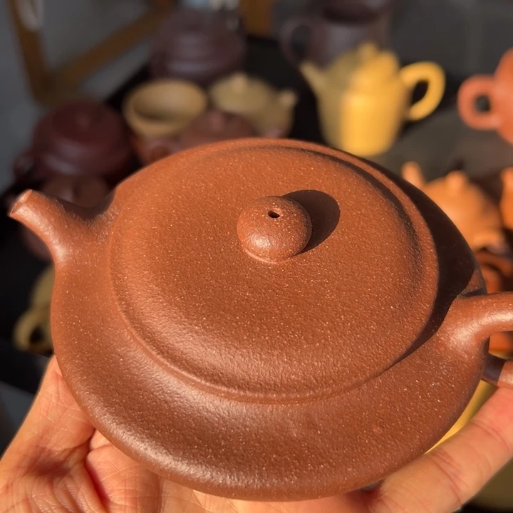 紫砂茶壶紫泥瑕疵扁壶150cc