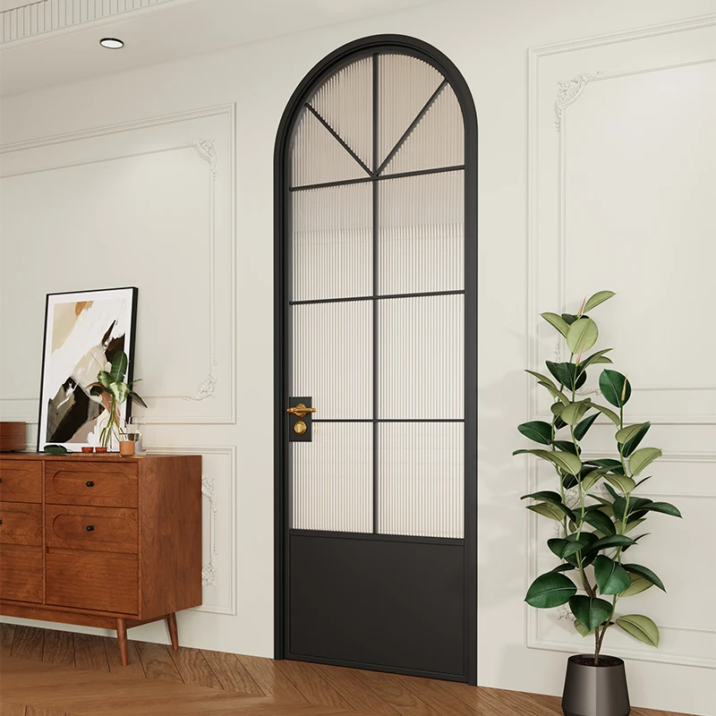 凯迪定制铝合金法式复古风卫生间门拱形门中古风玻璃厕所门浴室门