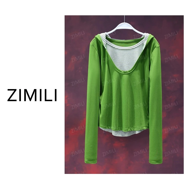 【亮哥欧货女装】冬季热感天丝《碧竹》草绿高弹显瘦打底上衣5953-E8