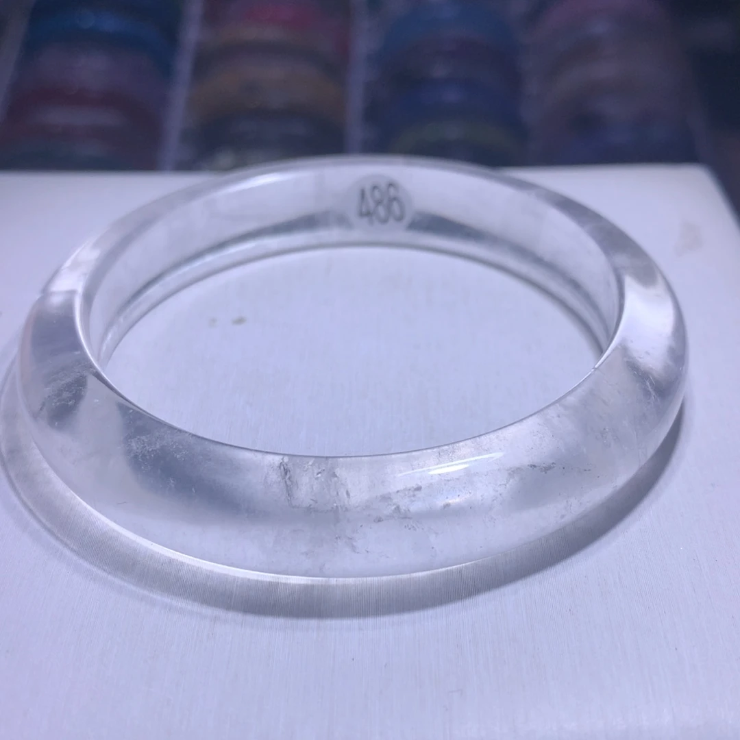 水晶手镯银S925镶嵌白水61.8圈486