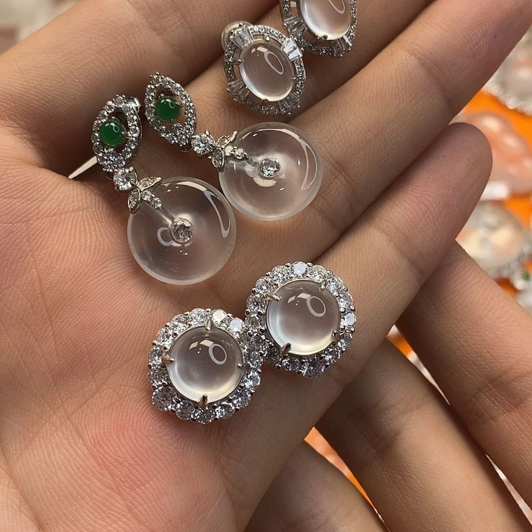 半***肥石英质玉银S925镶嵌吊坠(不含链)