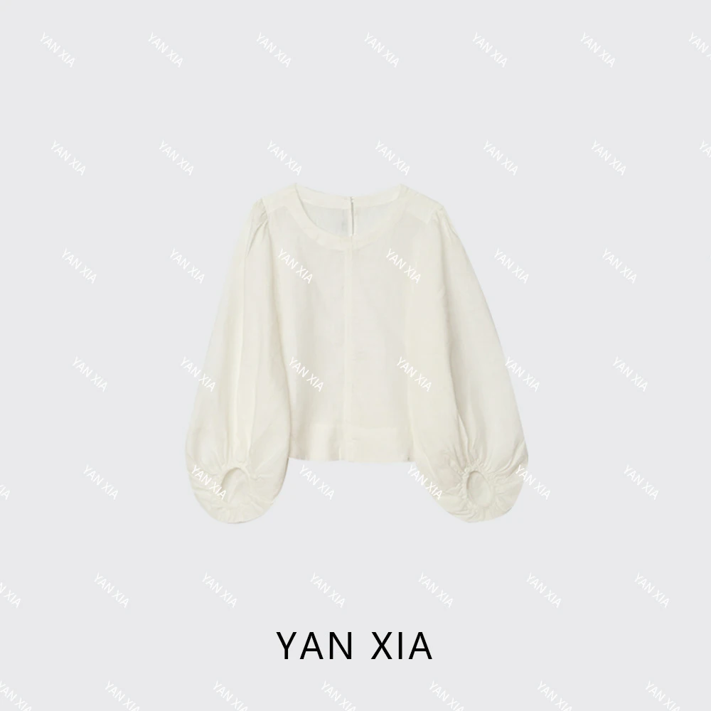 “法式优雅”泡泡袖全亚麻女士气质衬衫 夏季防晒上衣 23-087