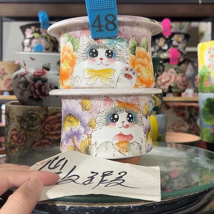 满38包邮 景德镇手绘花盆