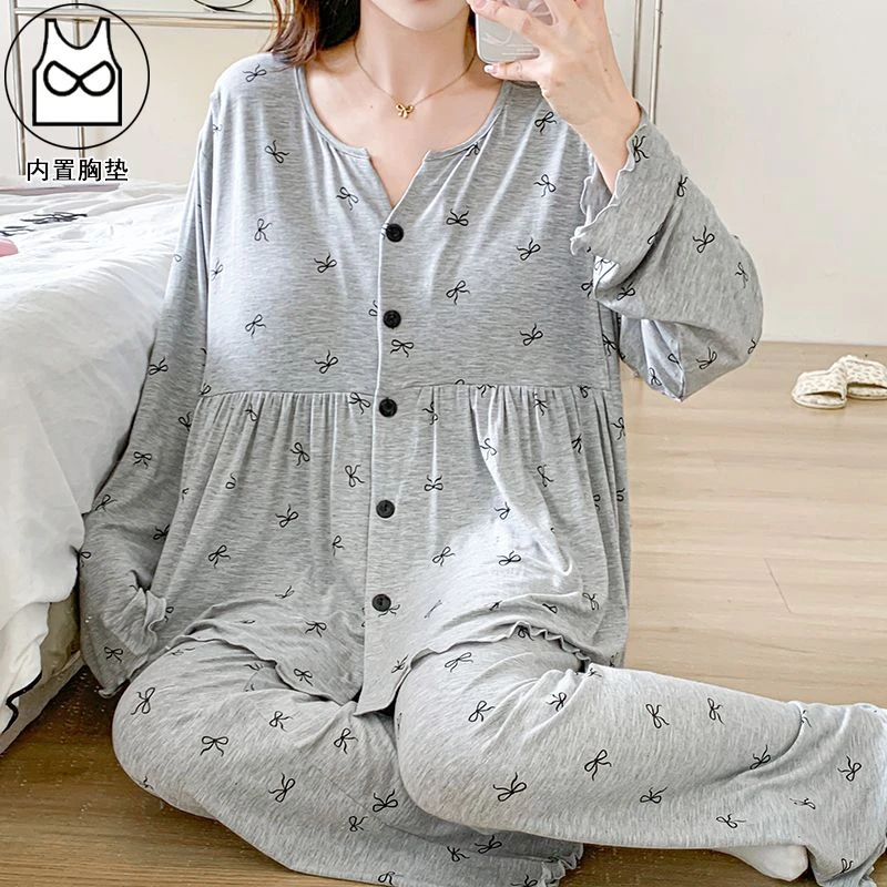 月子服夏季薄款产前产后产妇凉感莫代尔棉孕妇睡衣哺乳夏天吸汗