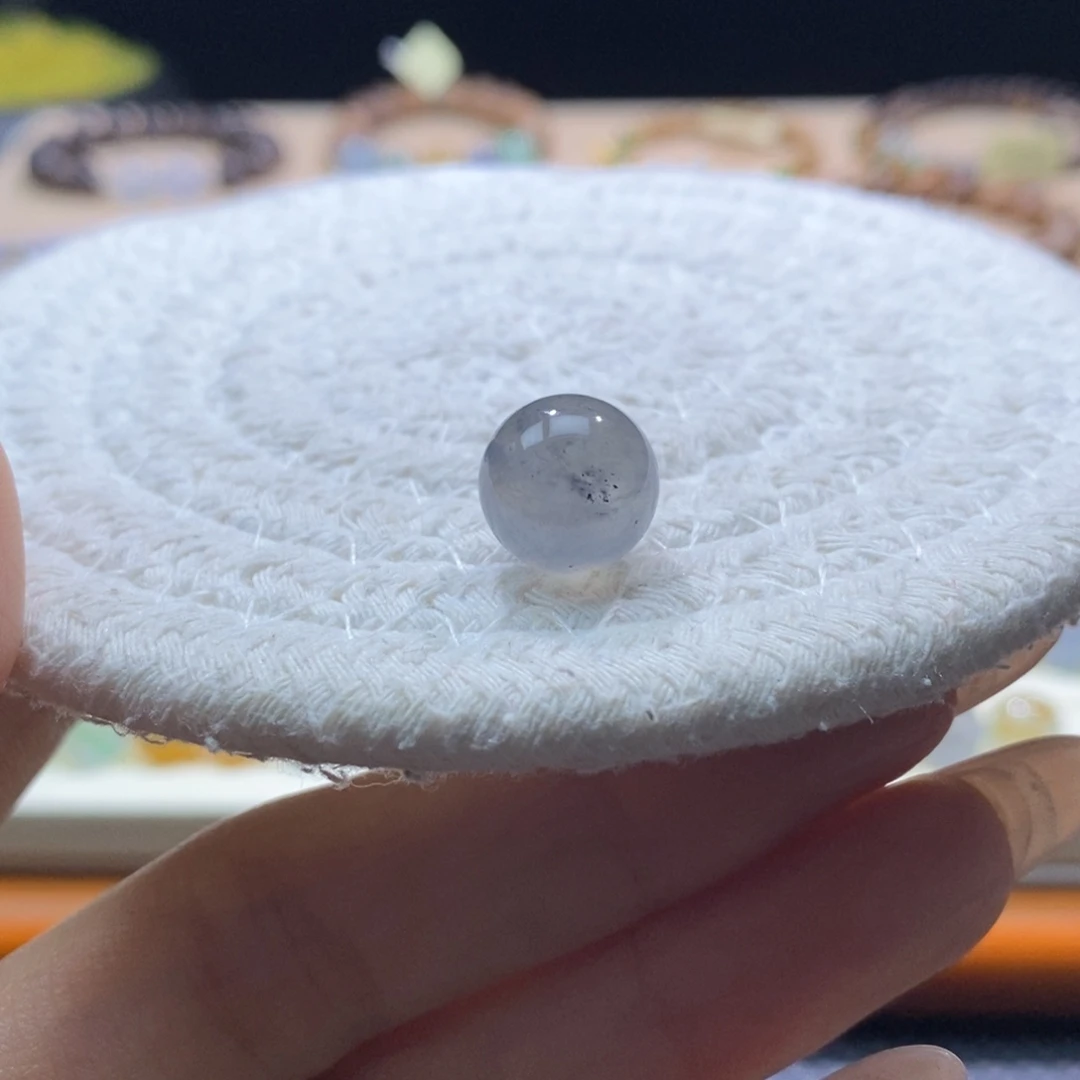 翡翠未镶嵌颈饰翡翠冰黑杠圆珠11.95mm