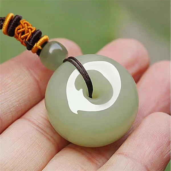 和田玉晴水色平安扣吊坠男女同款天然玉石项链经典简约百搭赠证书