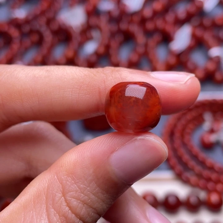 南红玛瑙未镶嵌其他（原矿）12.8mm高品瓦西玫红火焰纹老型珠