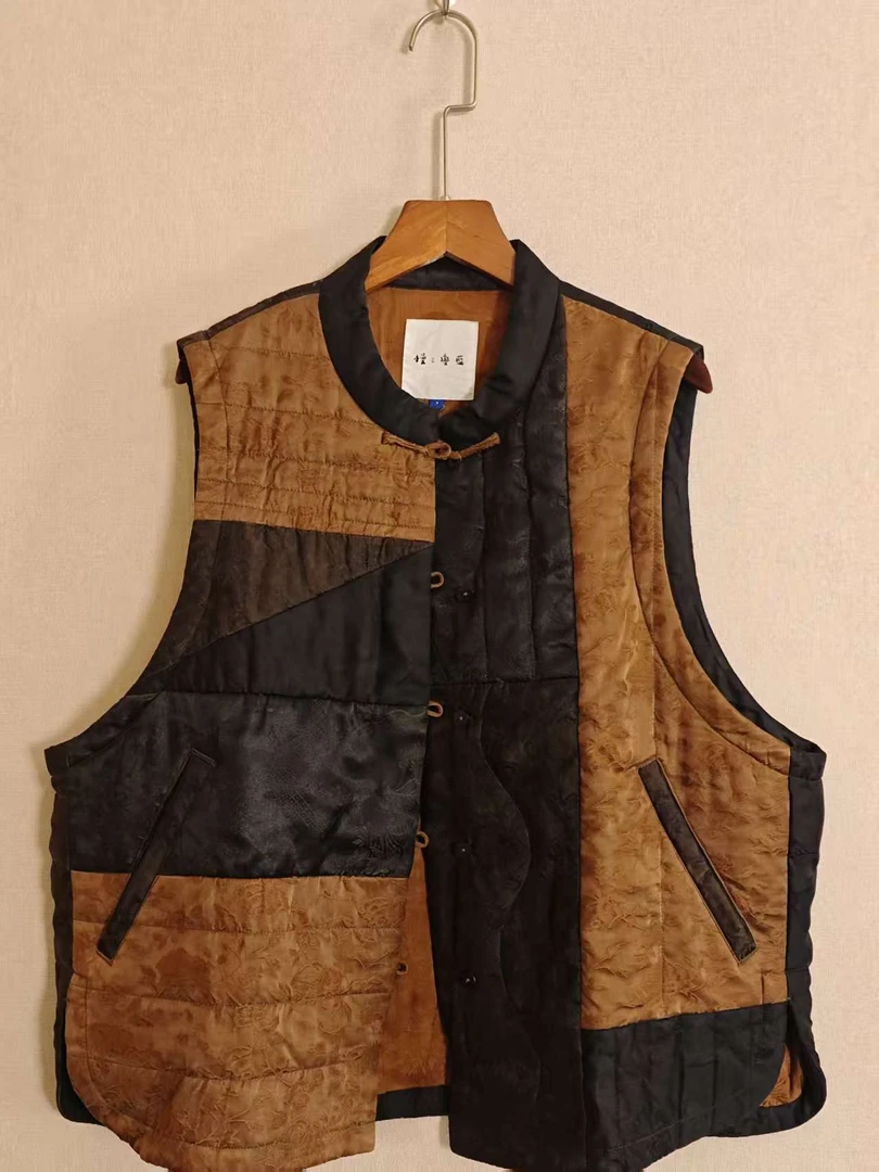 无相布衣分享MMBL厚款拼接冬季马甲中式休闲保暖B5819秋冬马夹