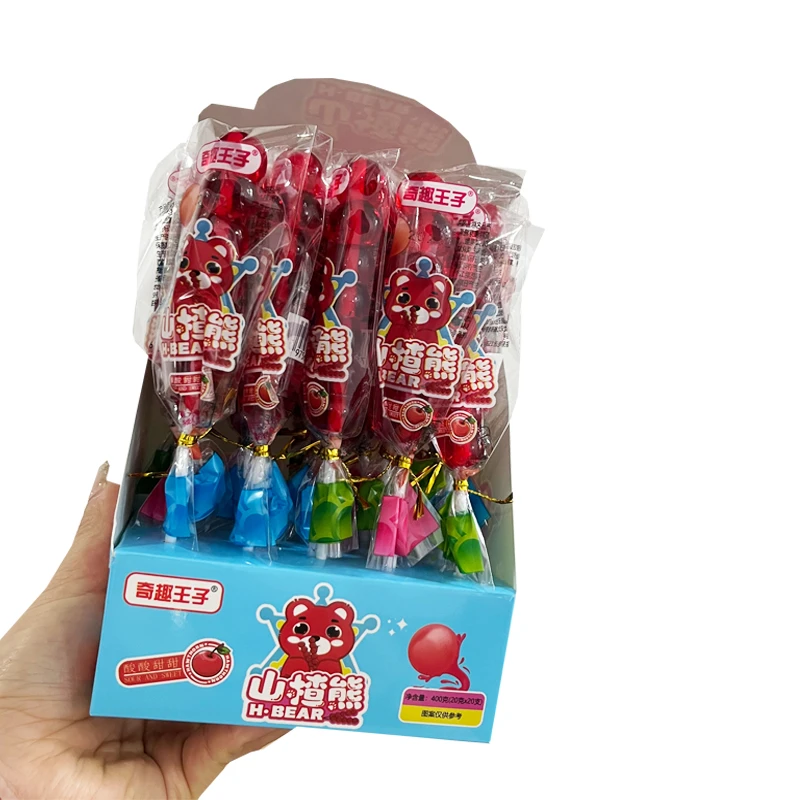 山楂熊棒棒糖软糖酸甜奖励孩子趣味零食摆摊同款网红小吃糖果