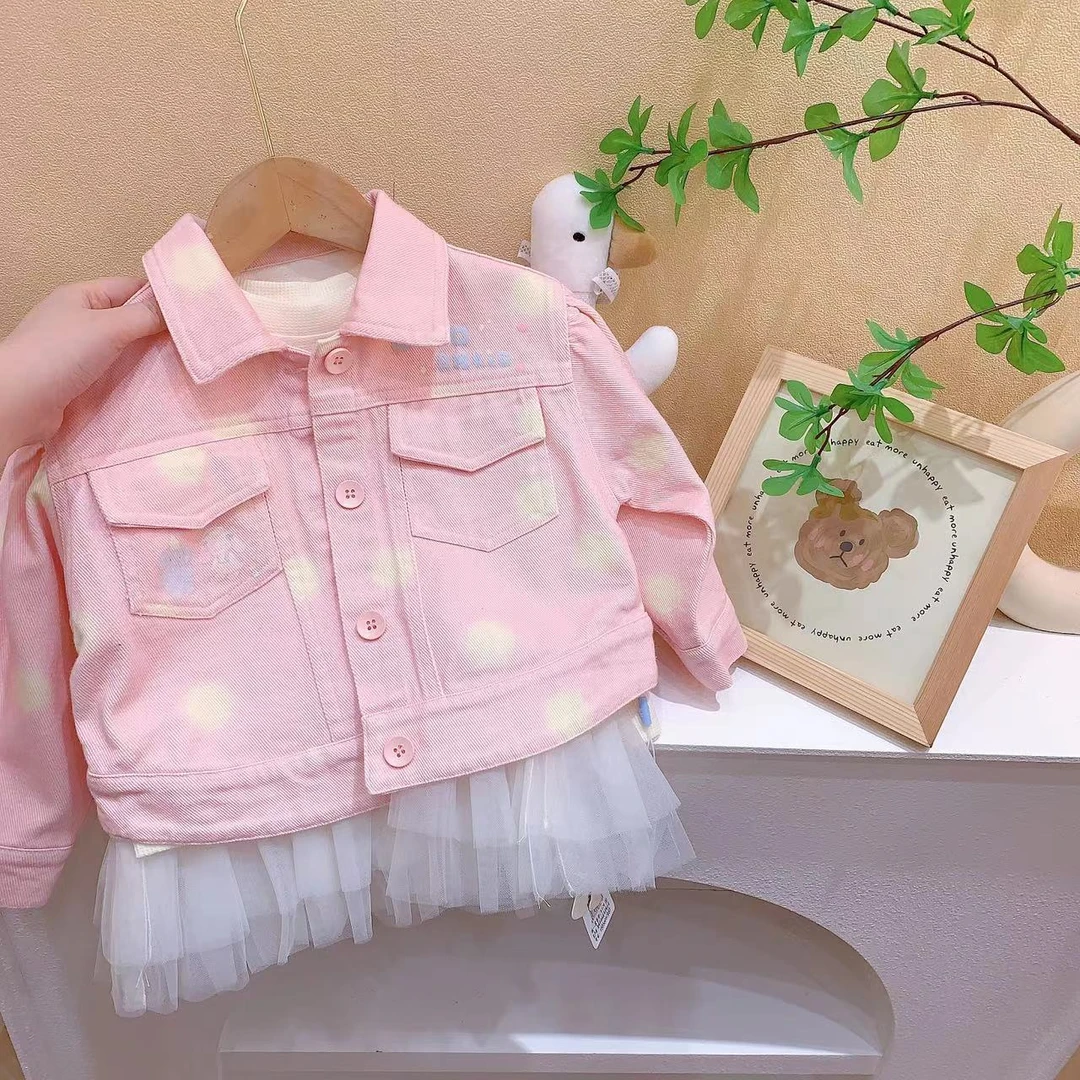 女童粉色卡通波点外套（AH-2099-春秋）