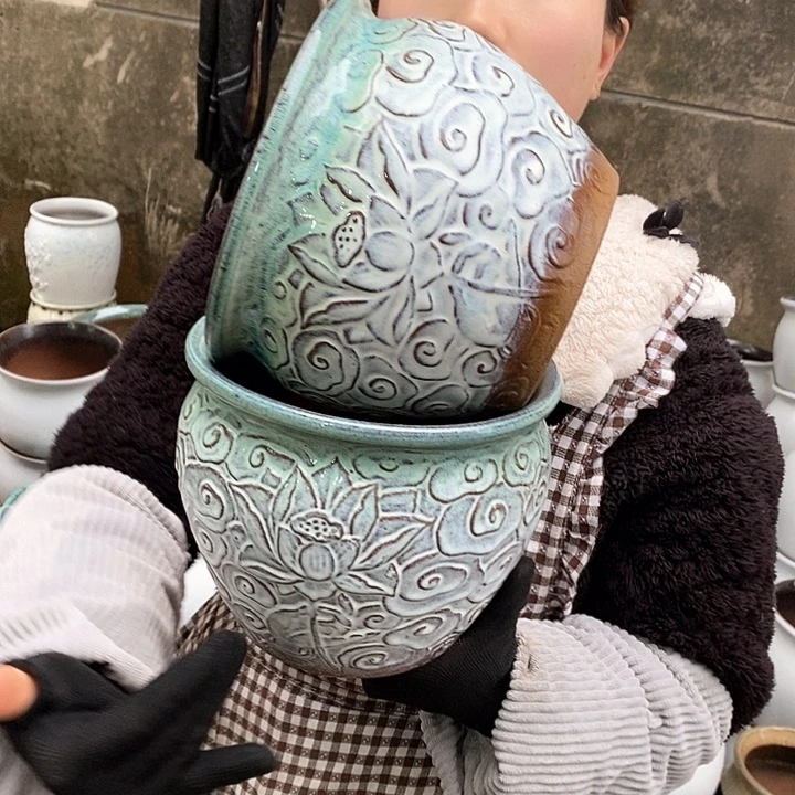 紫砂花盆瑕疵口20高16