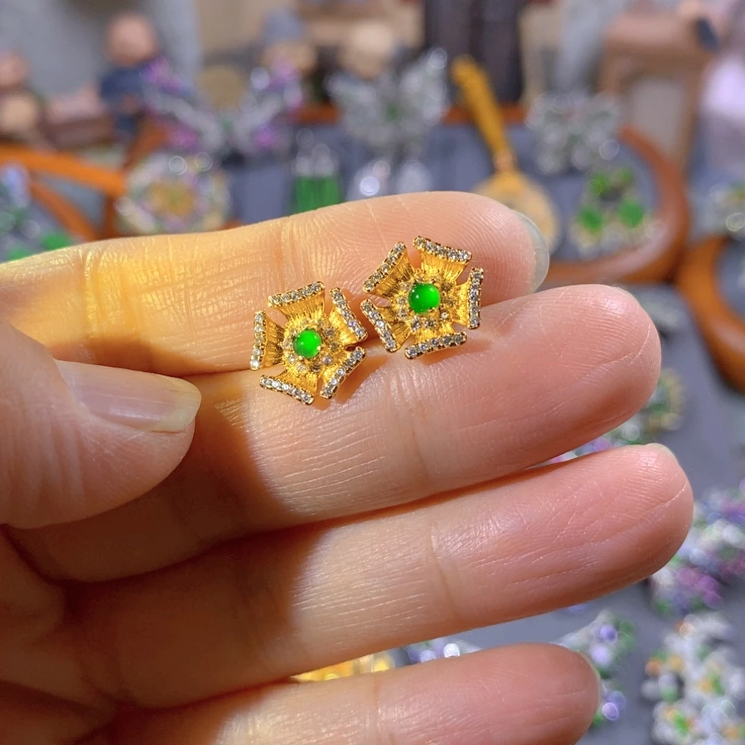 吊坠(不含链)银S925镶嵌翡翠