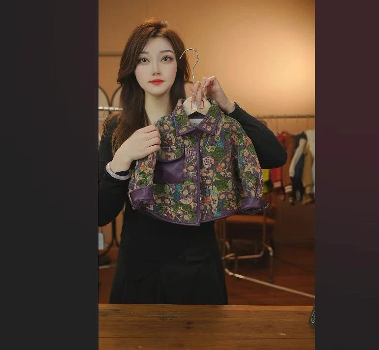 2026新款儿童男女童高级紫色印花设计款气质时尚潮流外套39111