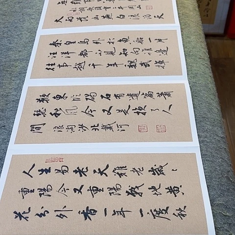 摸***)伟人诗词册页作品
